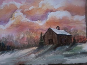 wine watercolor barn1